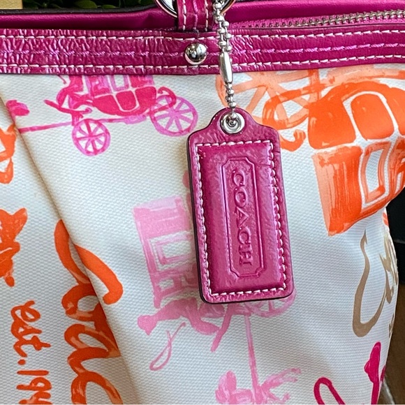 Coach Horse and Carriage Scarf Print Tote Shoulder Bag - Picture 3 of 15